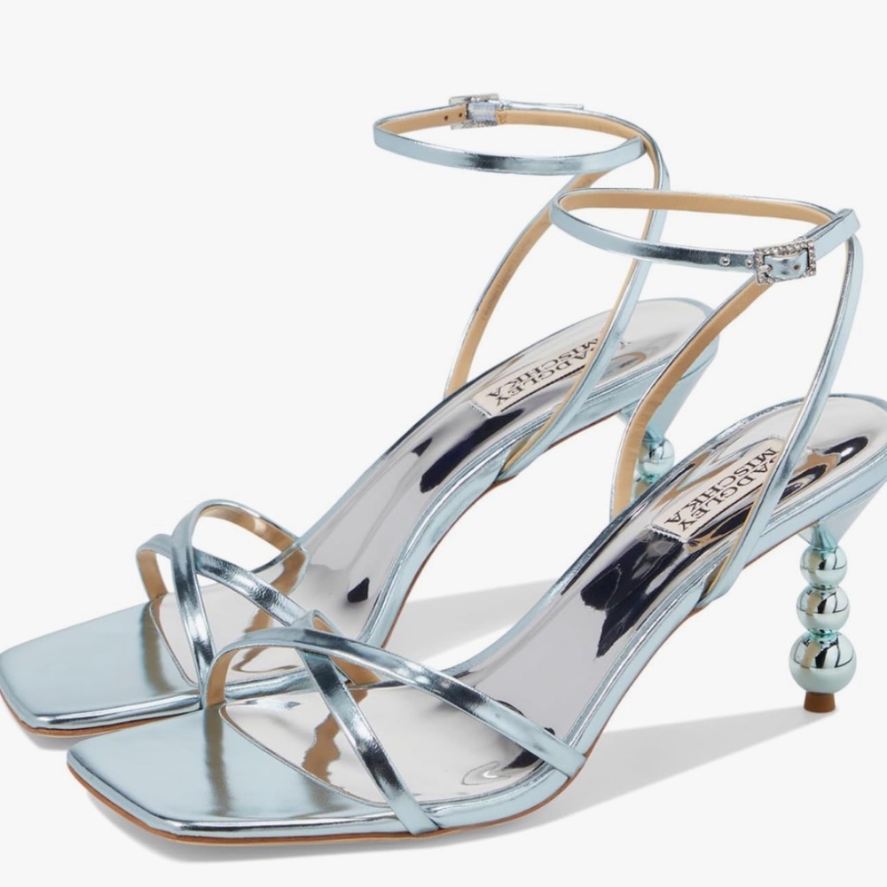 Badgley Mischka Calle Baby Blue Strappy Stiletto, Size 9